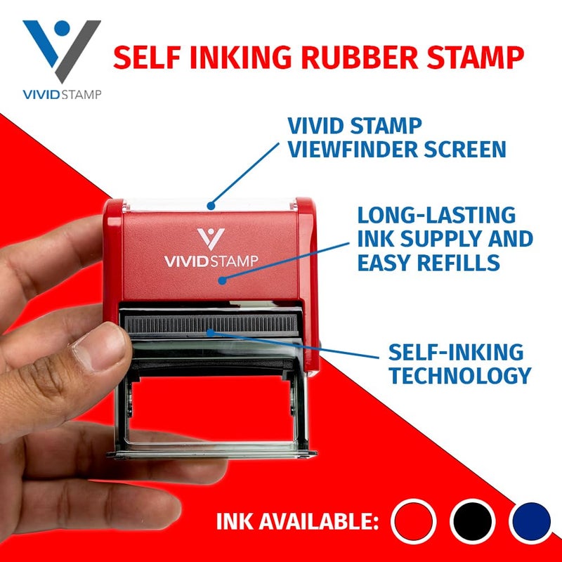 Vivid Stamp Paid Self Inking Rubber Stamp (Red) - Medium - Image 5
